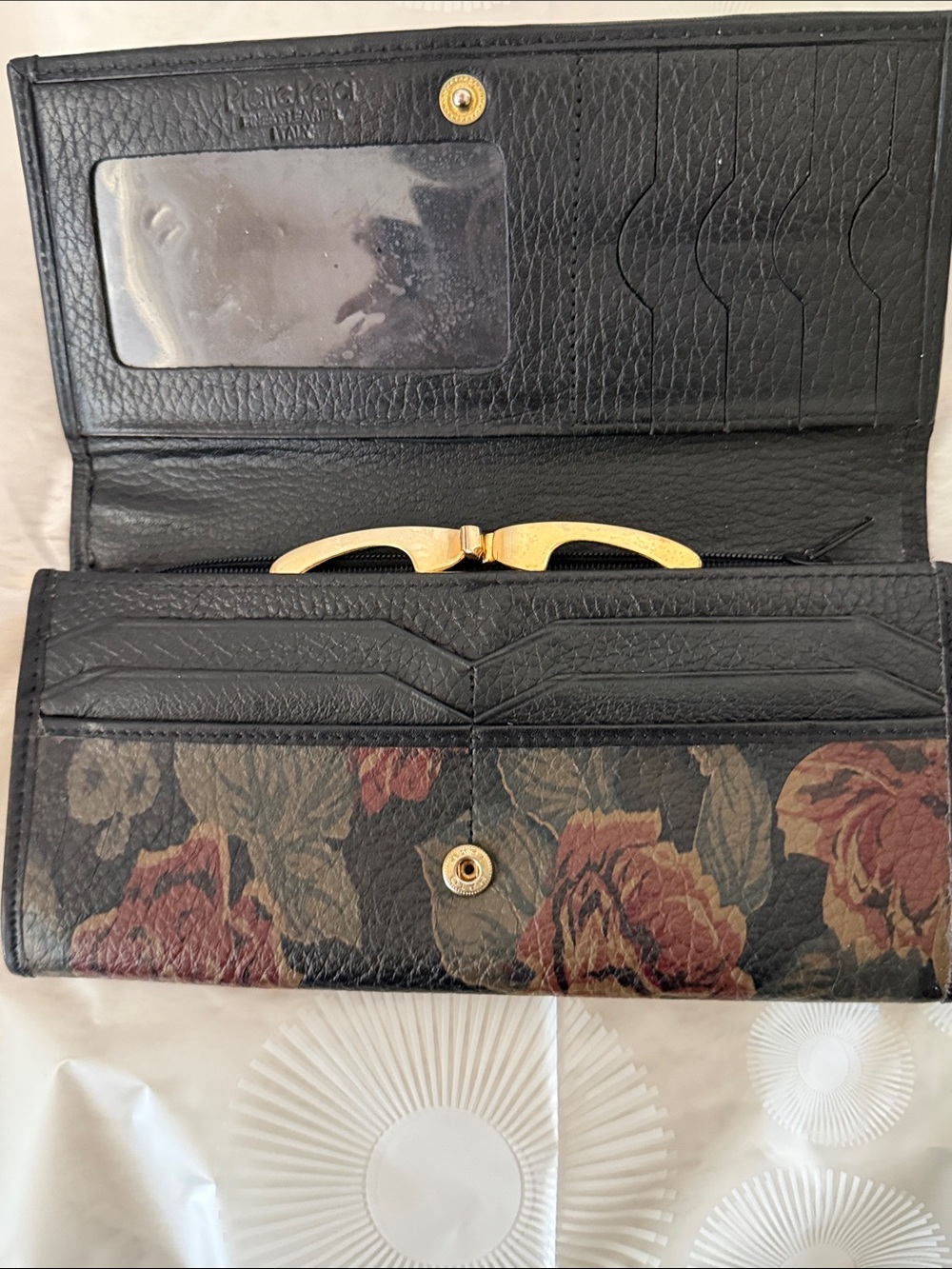 Vintage Pierre Perci Italy Floral Leather Wallet Clutch | Made in Italy | Retro